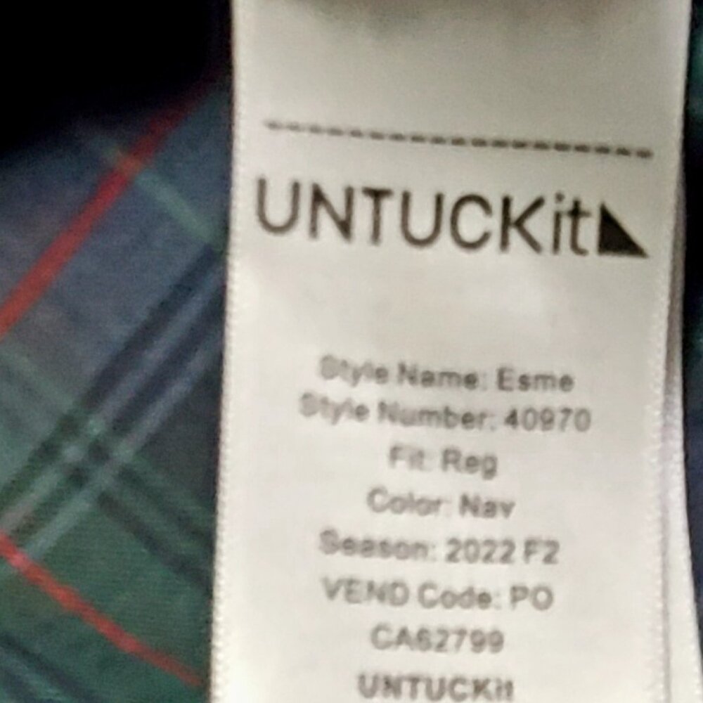 Untuckit Plaided Cottagecore Peasant/Puff Sleeves Collarless Lightweight Size 14 - Picture 7 of 7